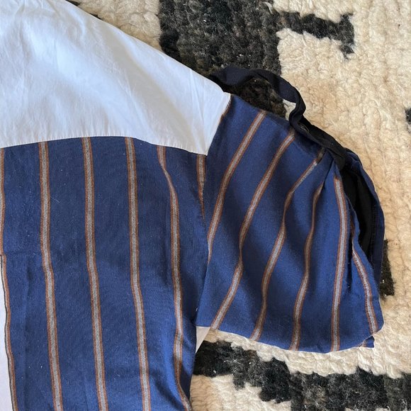 Zara Knit and Striped Woven Pieced Patchwork Button Up Top- Size S - Picture 5 of 6